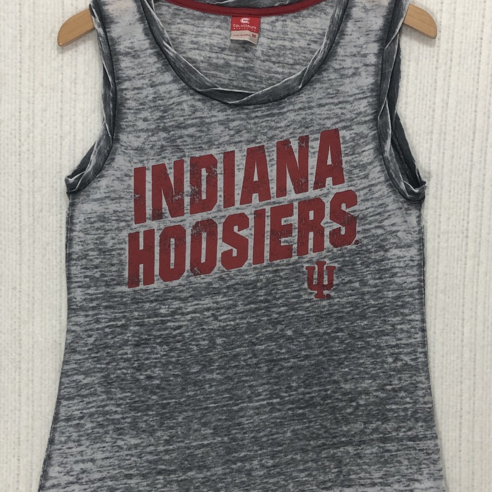 Colosseum Indiana Hoosiers Tank Top Womens Medium Gray Burnout IU NCAA Graphic
